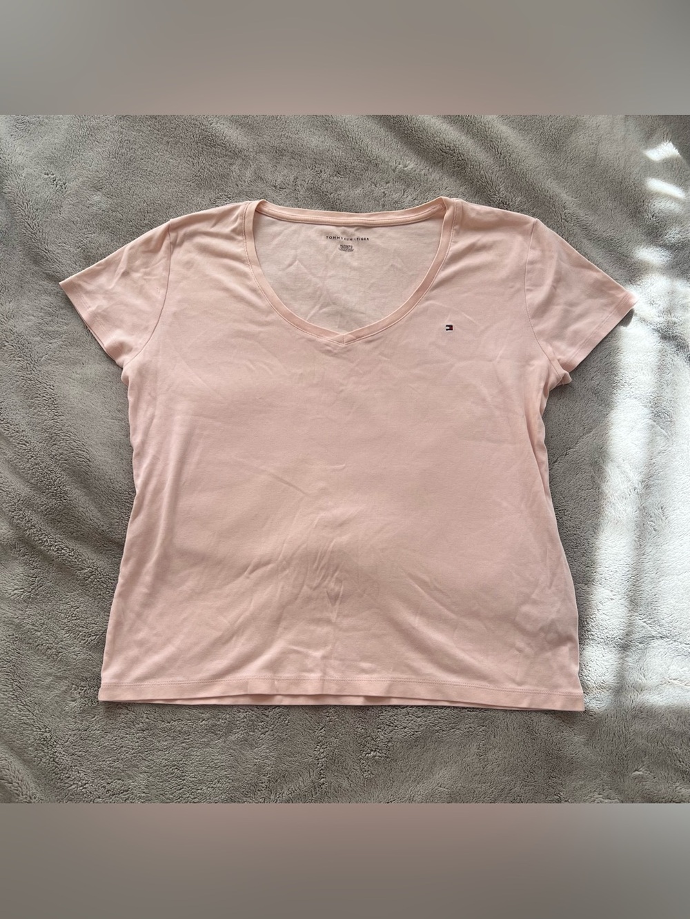 Tommy Hilfiger Pink V-Neck Short Sleeve Tee
